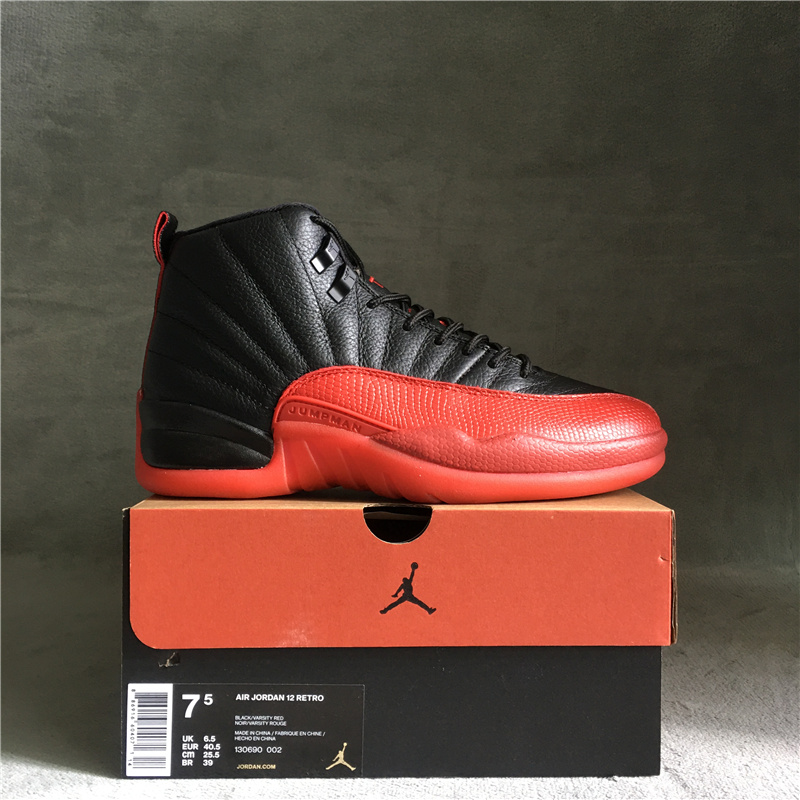 2021 Air Jordan 12 Flu Game Black Red Shoes